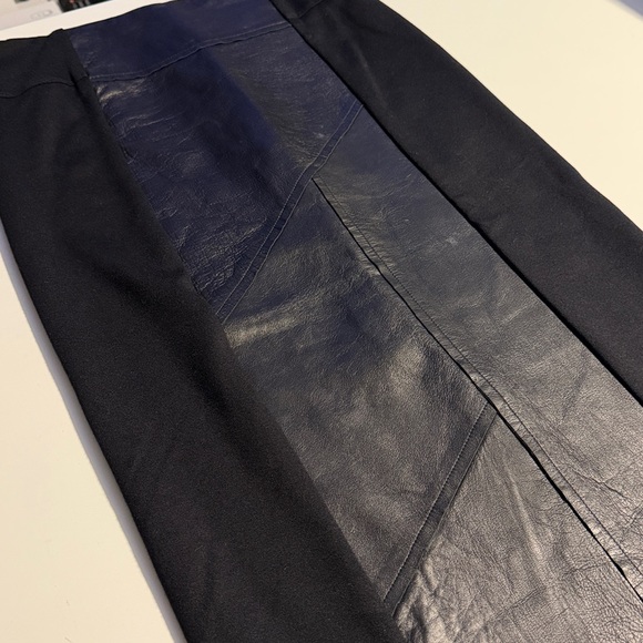 Anthropologie Burning Torch Black Leather Panel Skirt Made in USA Size XS - Picture 4 of 6